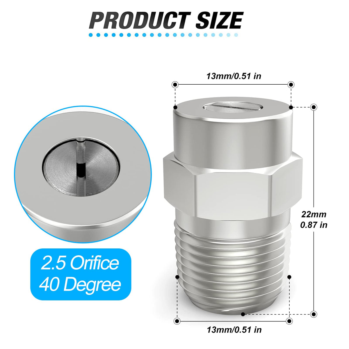 Meanlin 40-degree surface-cleaner-nozzle shows stainless steel durability