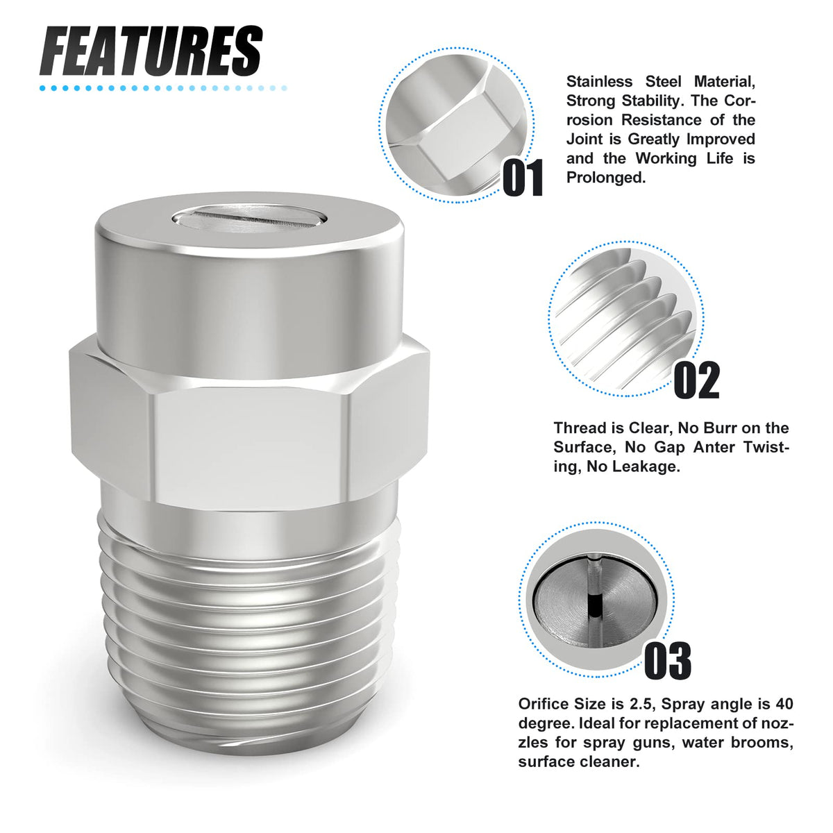 Meanlin 40-degree surface-cleaner-nozzle fits water guns and water brooms