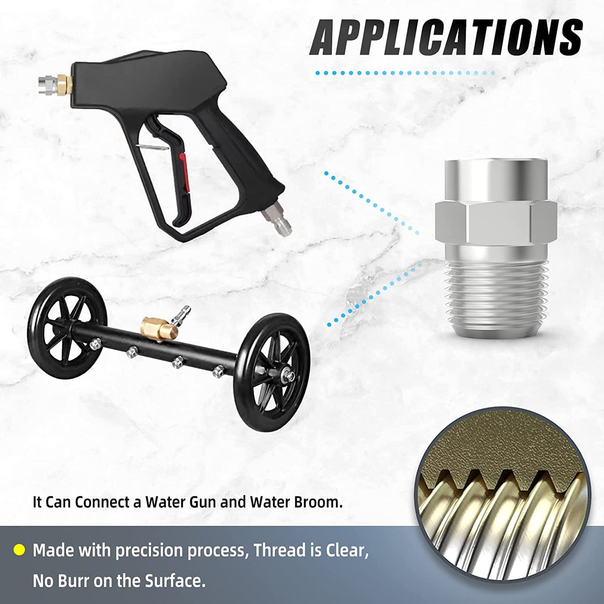 Meanlin 40-degree surface-cleaner-nozzle includes Teflon tape for easy installation