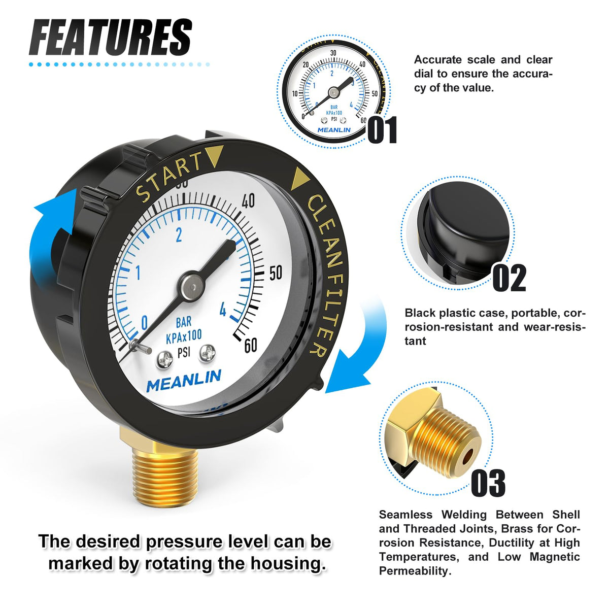 Meanlin Measure 1/4 inch NPT thread close-up for compatibility