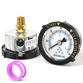 MEANLIN MEASURE pressure gauge with 2-inch dial, back-mount for easy pool maintenance