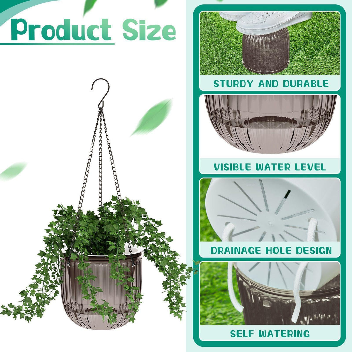 Meanplan planter features cotton rope water reservoir to keep soil moist