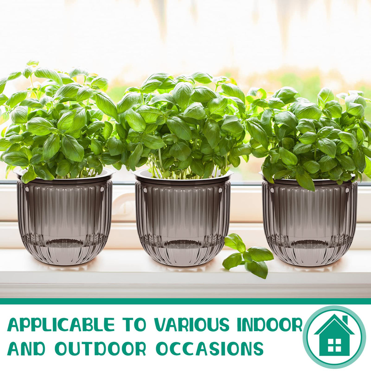 Meanplan flat-bottom hanging pot provides stable tabletop display