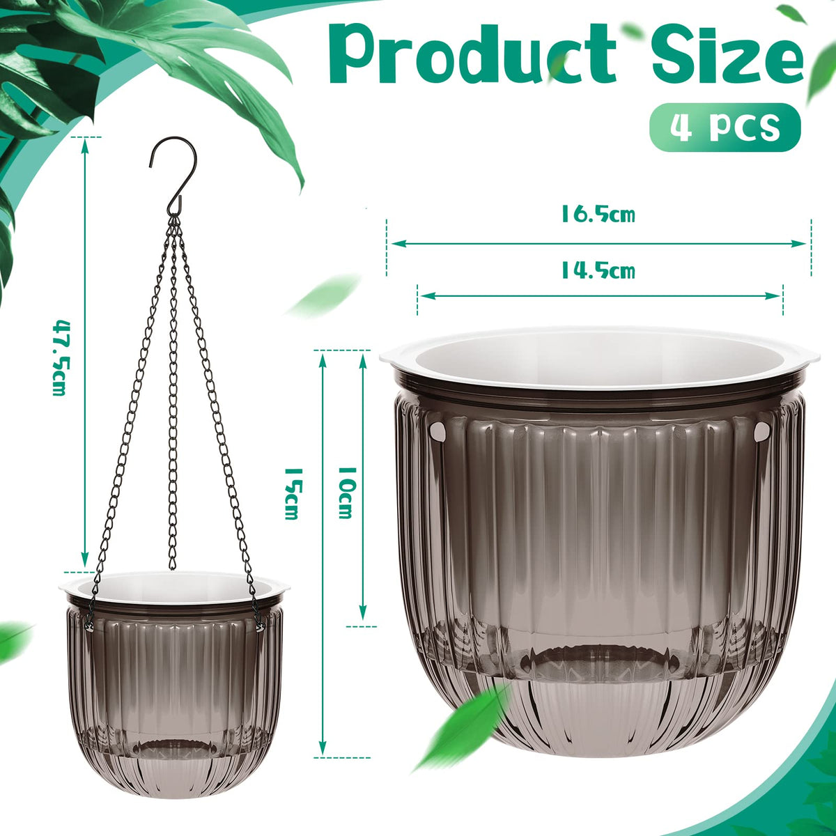 Meanplan hanging planter with 3 hooks and chains for easy outdoor setup