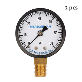 MEASUREMAN lower-mount gauge for easy 1/4-inch NPT installation in pool equipment