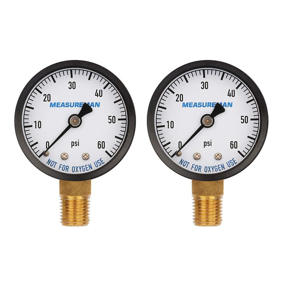 MEASUREMAN 2-inch dry pressure gauge dial for pool and spa filtration readings
