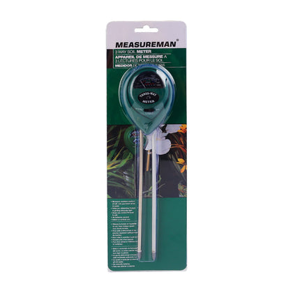 MEASUREMAN 3-in-1 soil tester measuring moisture for better watering decisions.