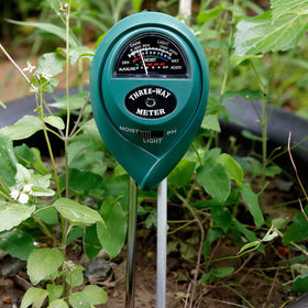MEASUREMAN probe inserted 2-4 inches into soil for accuracy.