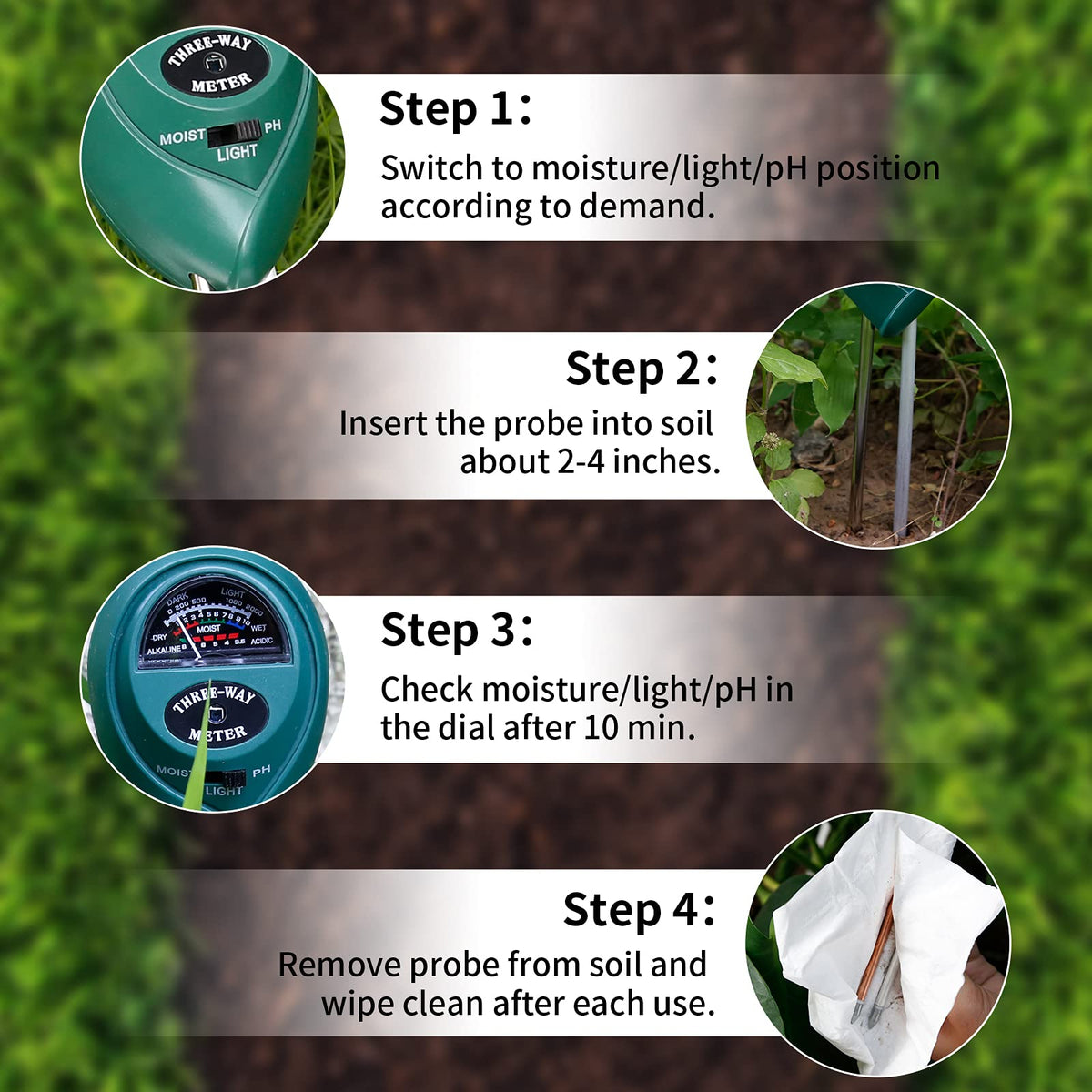 MEASUREMAN in use with battery-free convenience for quick soil checks.