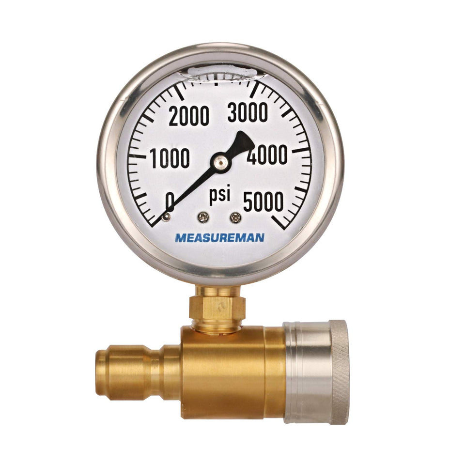 Measureman two-and-a-half-inch gauge front view for precise readings during pressure washing