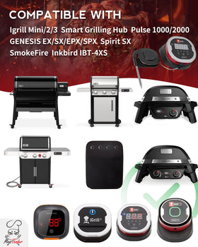 Meatender probes with washable, durable encasement resisting moisture during outdoor cooking