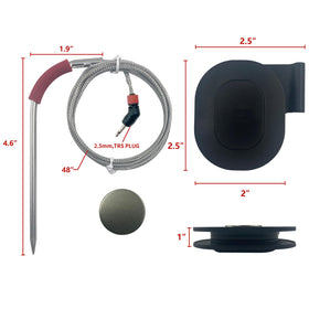Meatender probes with magnetic patches secure cables on the grill