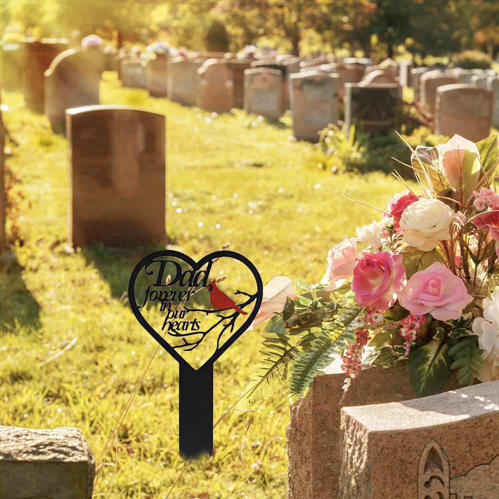 Meckerni cardinal-hearted design ornament for cemetery decor.