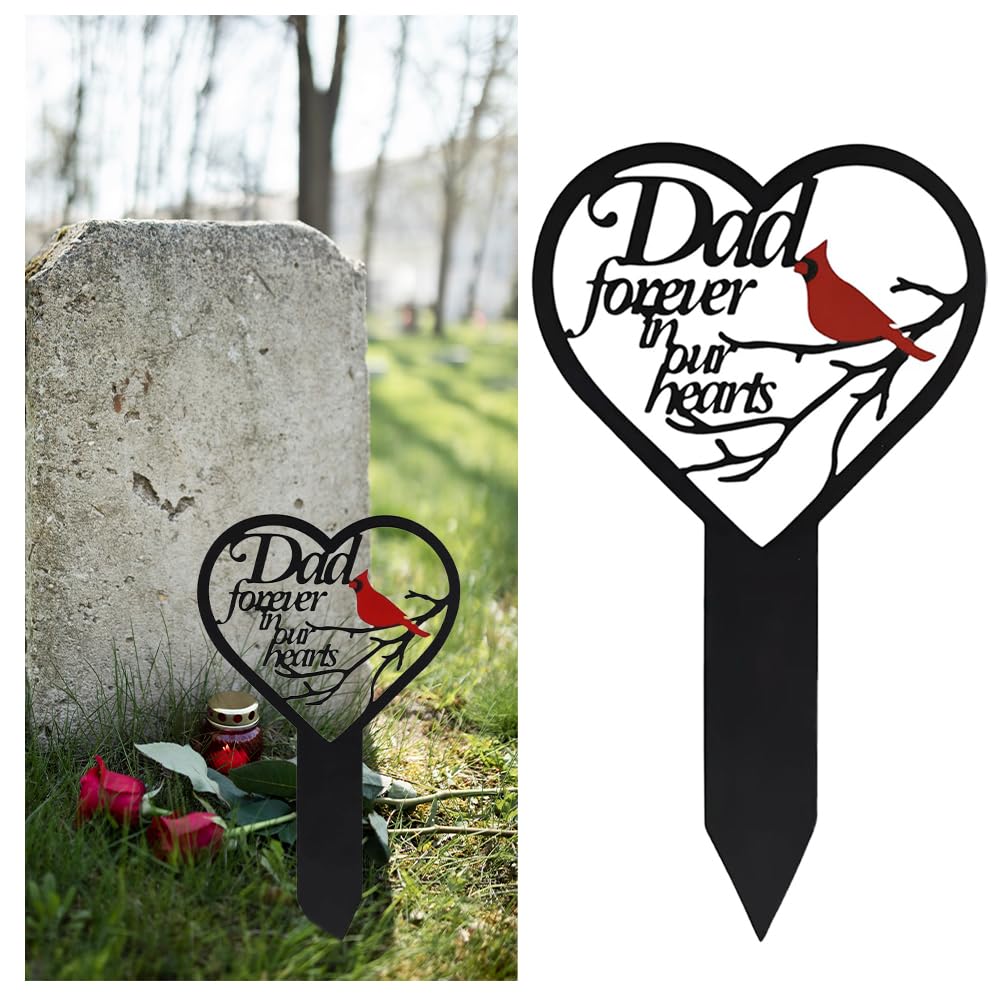 Meckerni heart grave ornament with cardinal design for outdoor memorials.