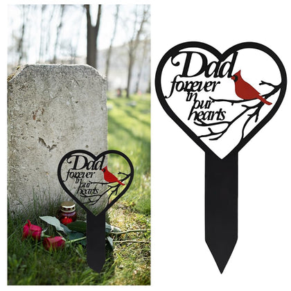 Meckerni heart grave ornament with cardinal design for outdoor memorials.