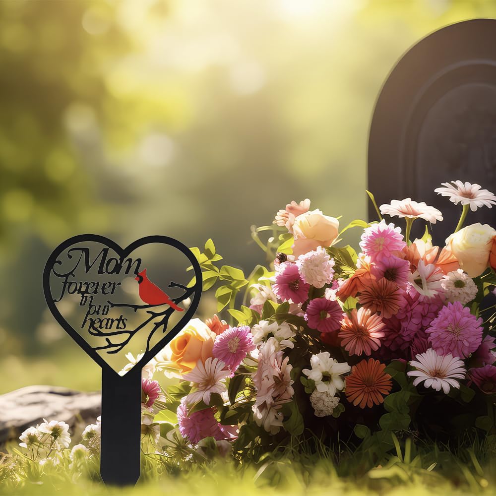 Meckerni Mom tribute plaque with cardinal adds serene garden remembrance