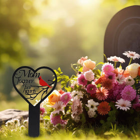Meckerni Mom tribute plaque with cardinal adds serene garden remembrance