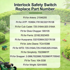 Meckparts interlock safety switch 925-3164a side view, easy swap for compatible mowers