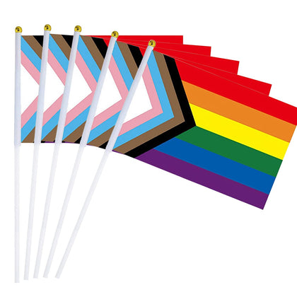 Medoore Progress Pride flag closeup with durable fabric for long-lasting displays