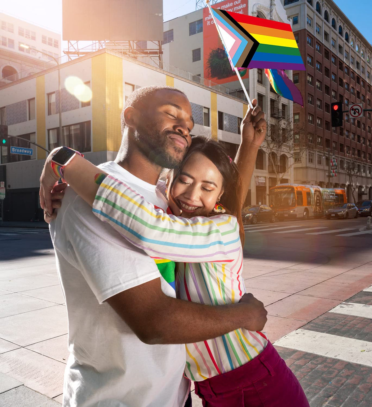 Medoore flag on car window for portable pride display