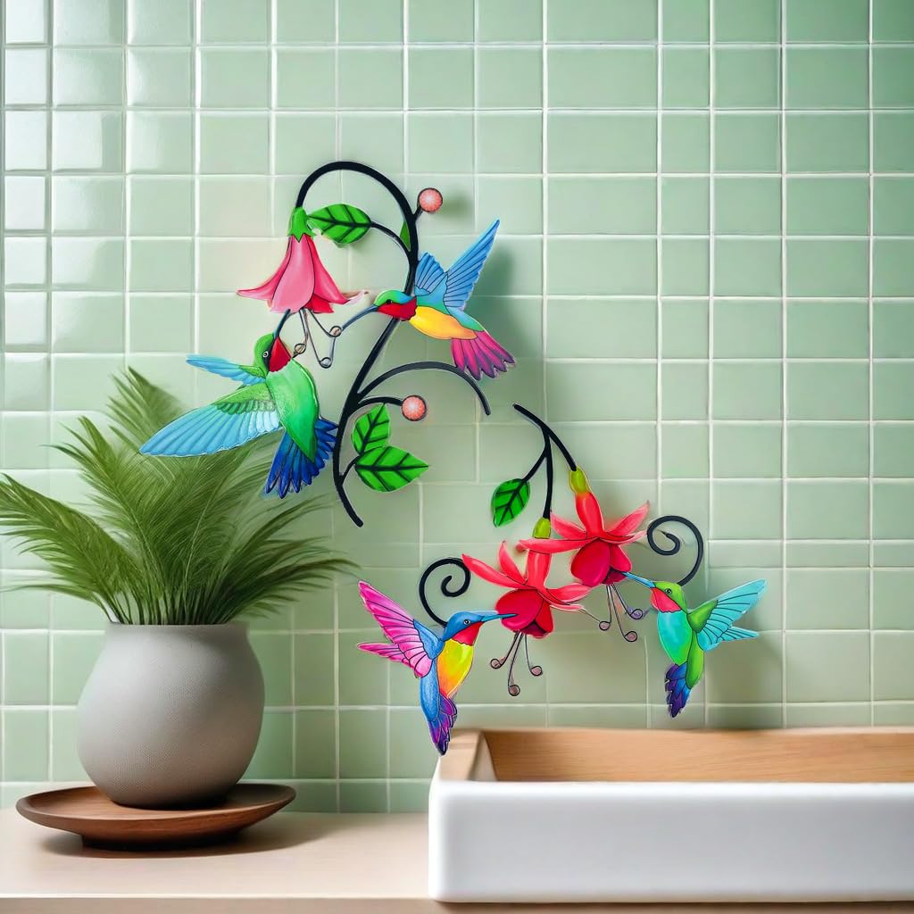 Meduofon hummingbird wall decor mounted on a fence for exterior charm.