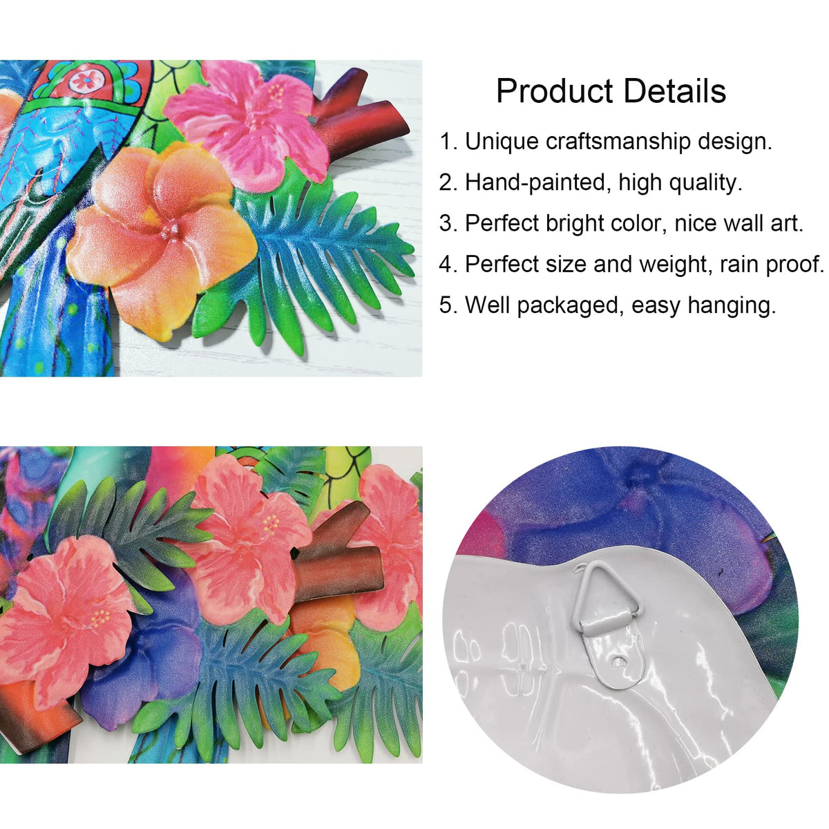 Meduofon tropical bird wall art injects color into balconies and patios.