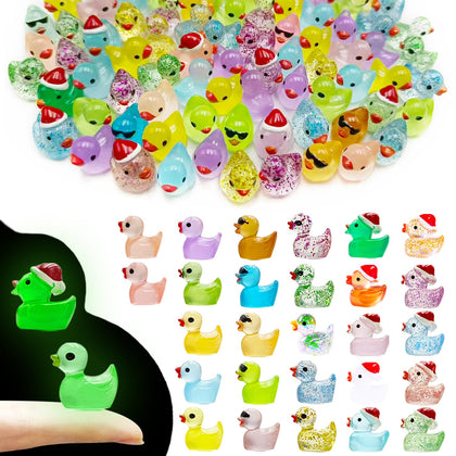Meediock glitter resin ducks in five styles for dollhouses and terrariums