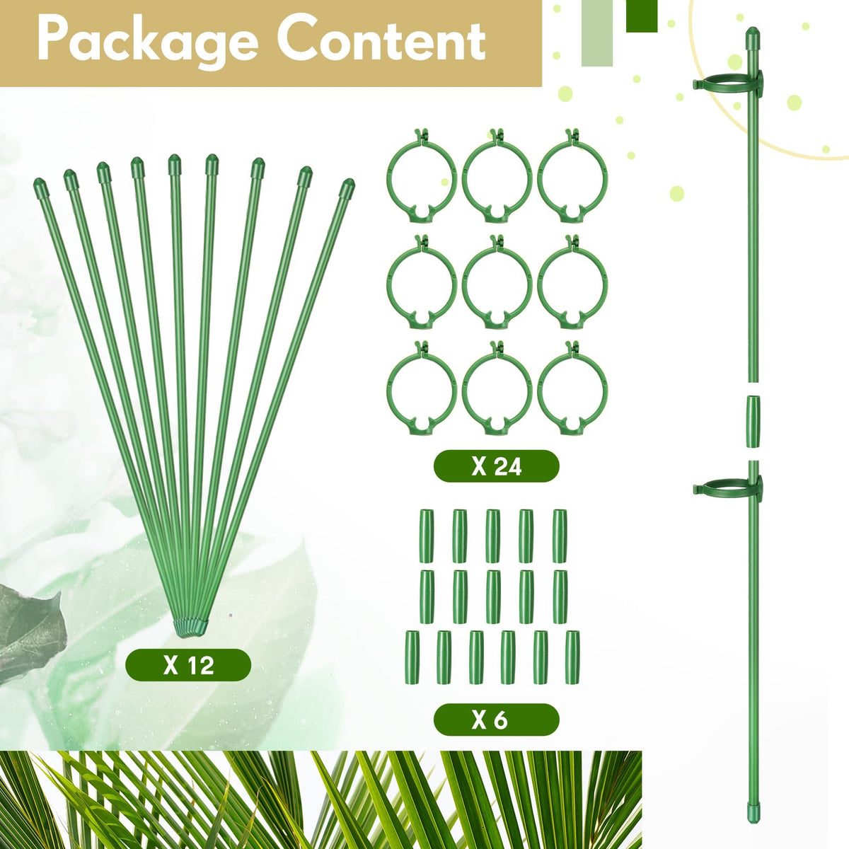 Meekoo rose-support stake supports roses with stable, elegant upright form.