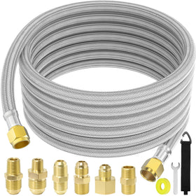 MEFUN 24ft propane hose extension in use for extended grilling reach.