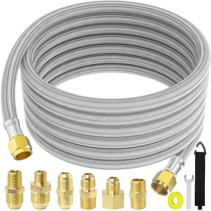 MEFUN 24ft propane hose extension in use for extended grilling reach.