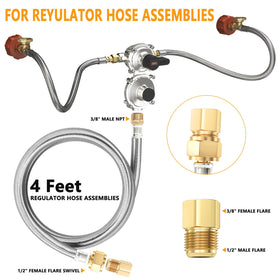 MEFUN 48-inch stainless braided regulator hose for durable connections