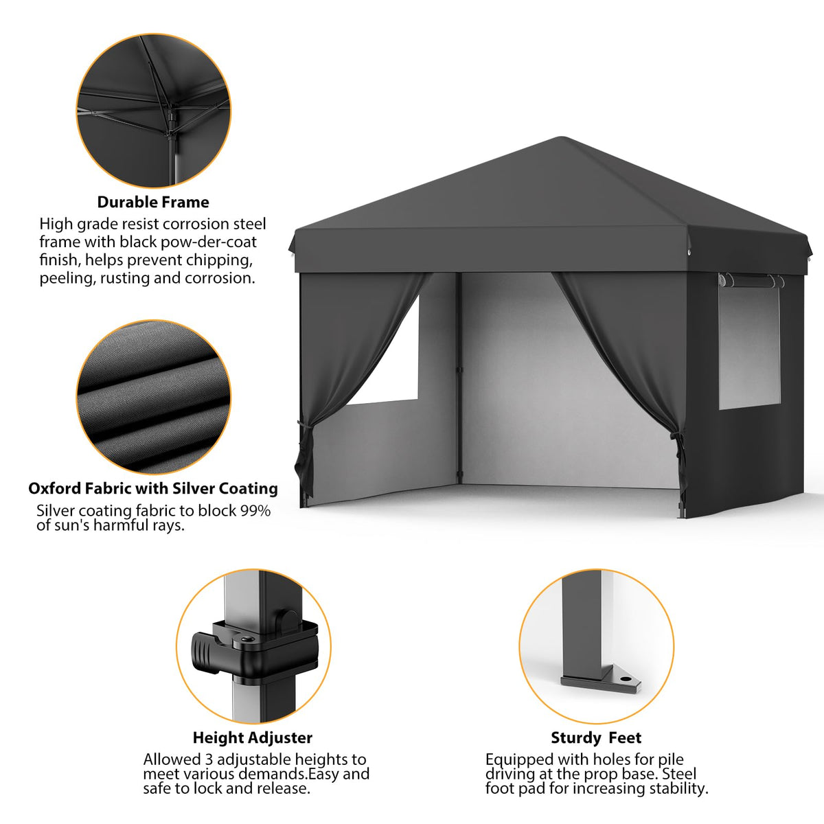 MegaChoice four-sidewalls provide privacy and weather defense when privacy is needed