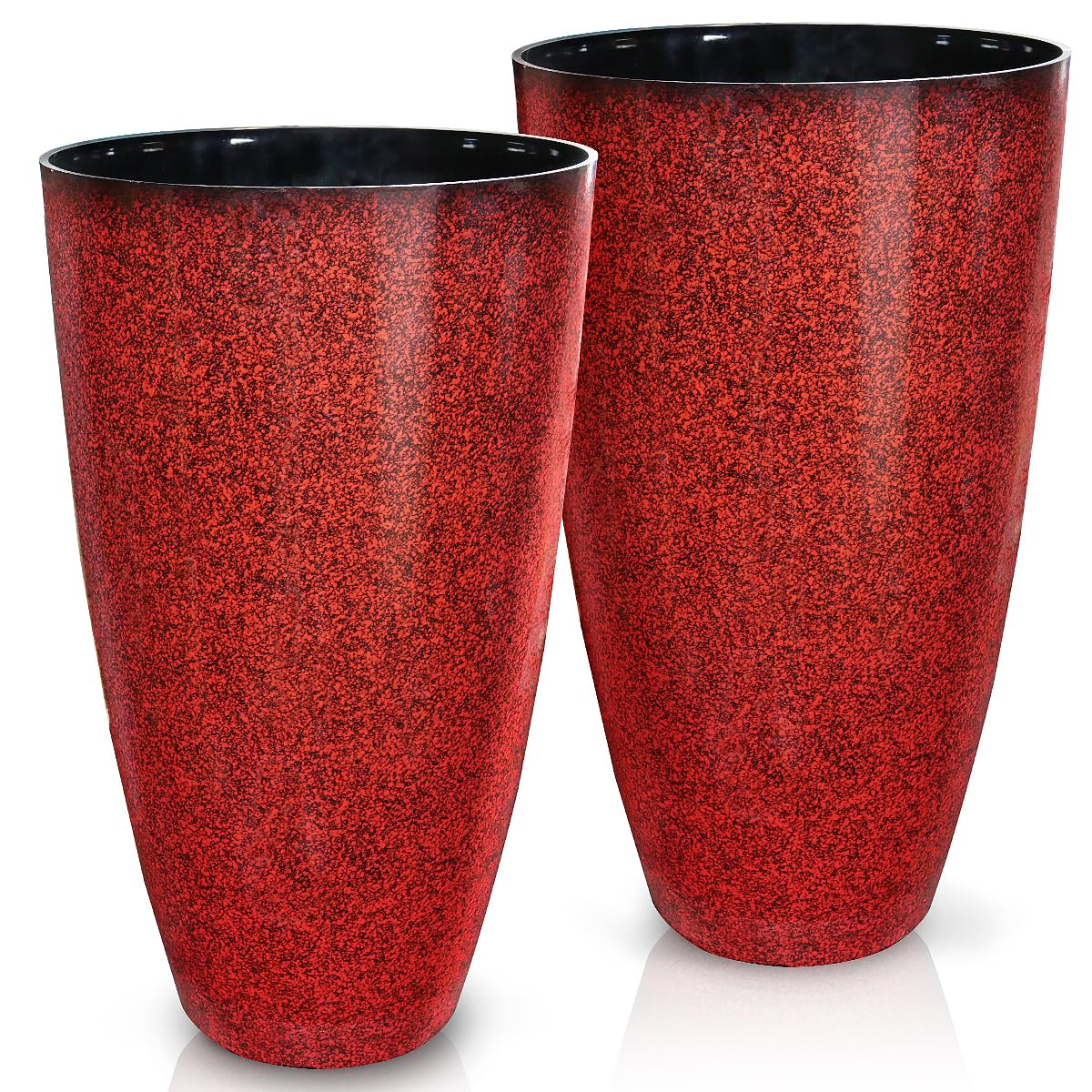 Megawodar red tall planter, front view for entryways