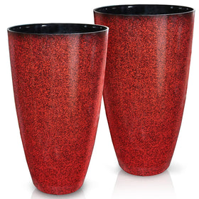 Megawodar red tall planter, front view for entryways