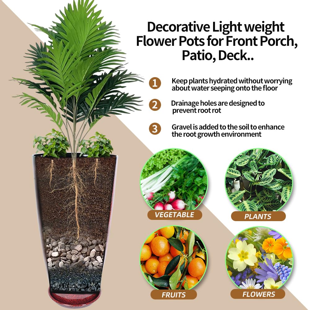Megawodar red planter with saucer prevents indoor water leaks