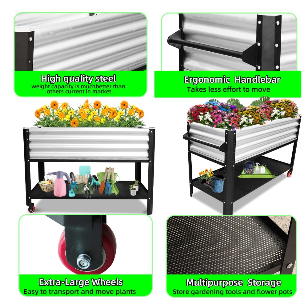 Megawodar galvanized steel bed highlights anti-rust finish.