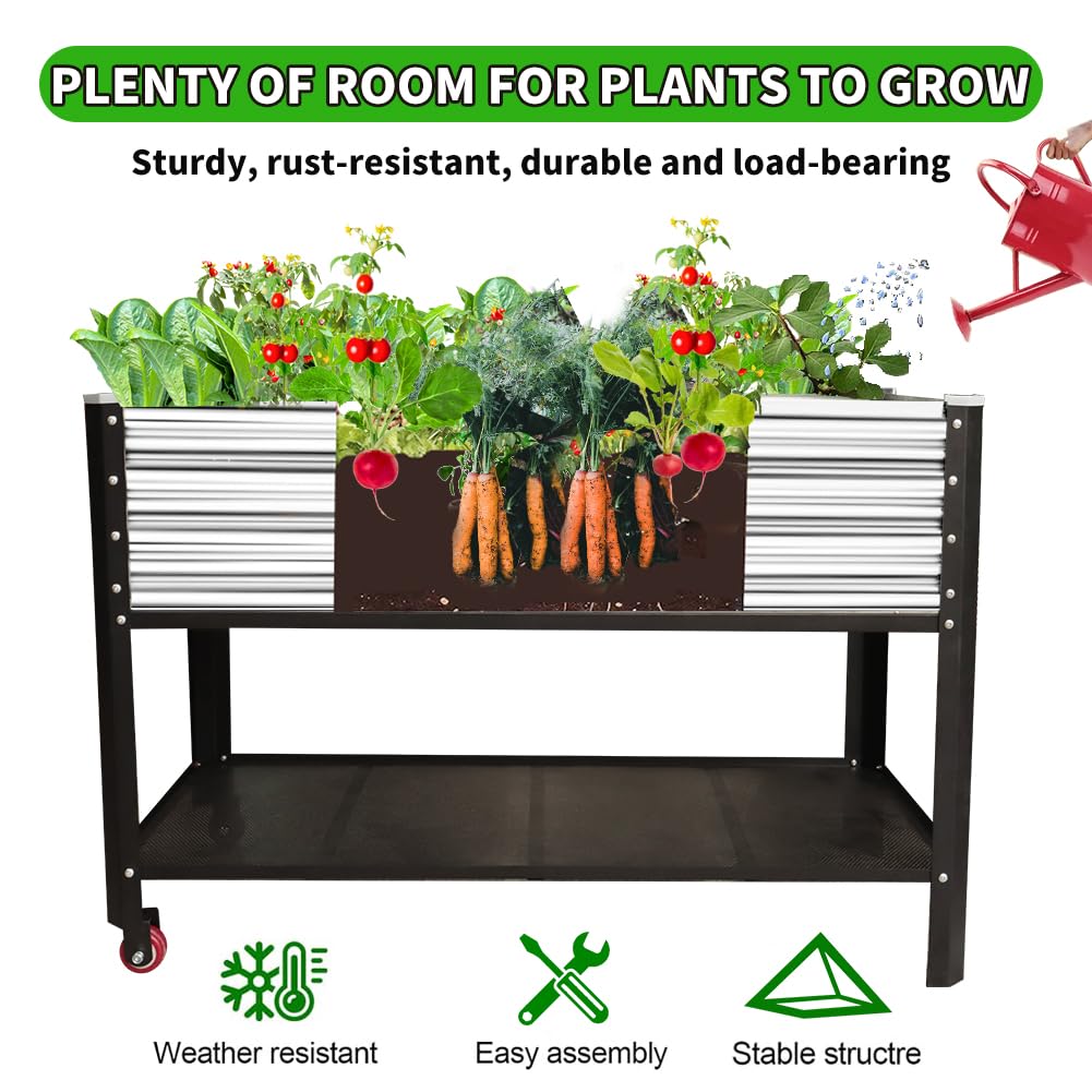 Megawodar outdoor planter with wheels demonstrates easy mobility.