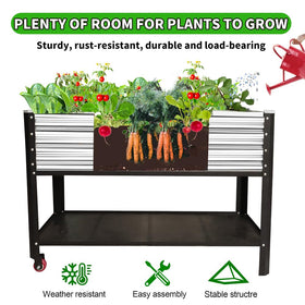 Megawodar outdoor planter with wheels demonstrates easy mobility.