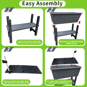 Megawodar storage shelf adds space for tools and soil.