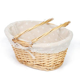 MEIEM wicker basket oval picnic natural with handle, ideal for outdoor meals
