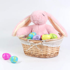 MEIEM oval willow picnic basket natural, lightweight with handles for easy transport.