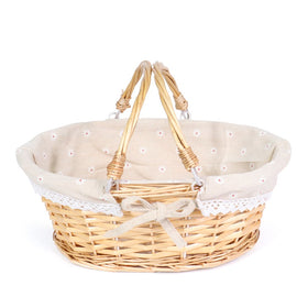 MEIEM wicker gift basket, oval top view for stylish picnics and gifting.