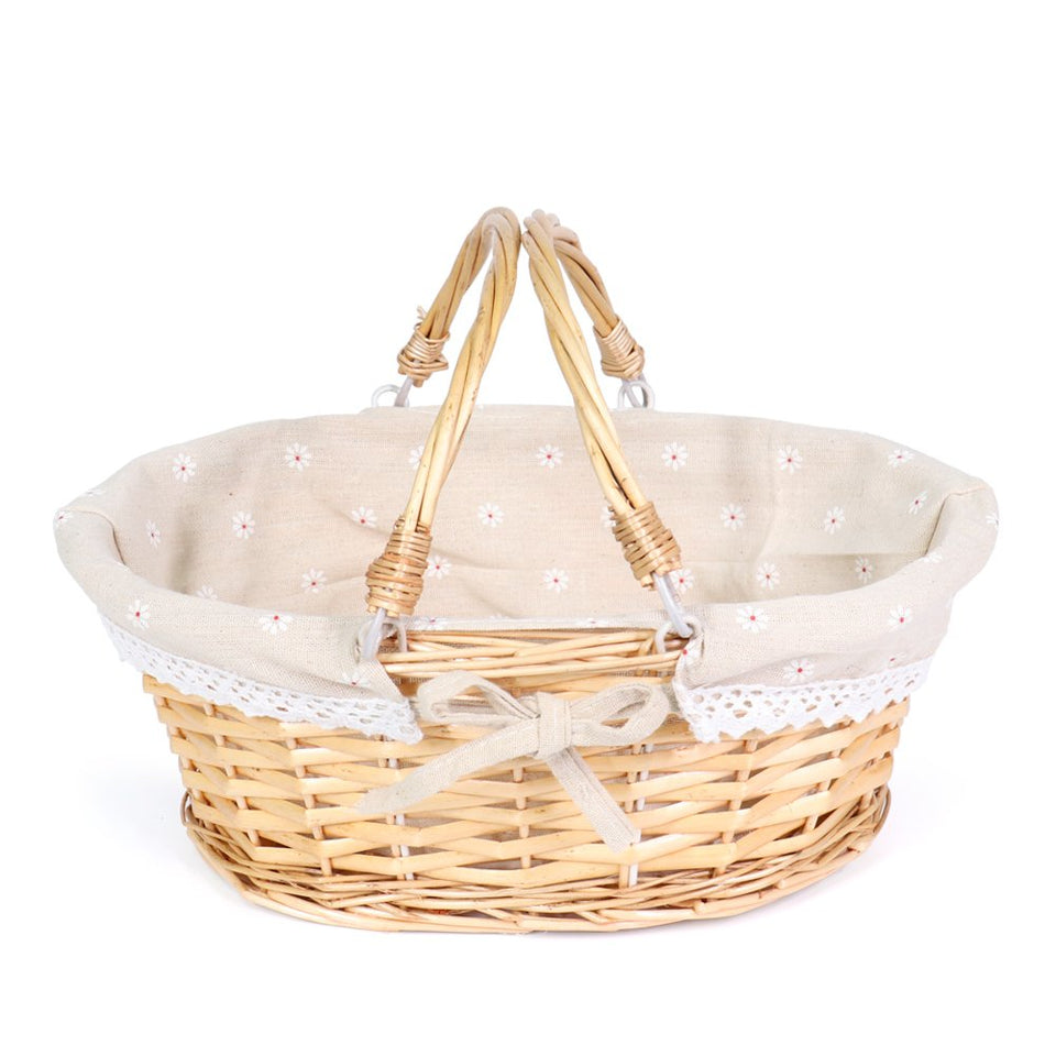 MEIEM wicker gift basket, oval top view for stylish picnics and gifting.