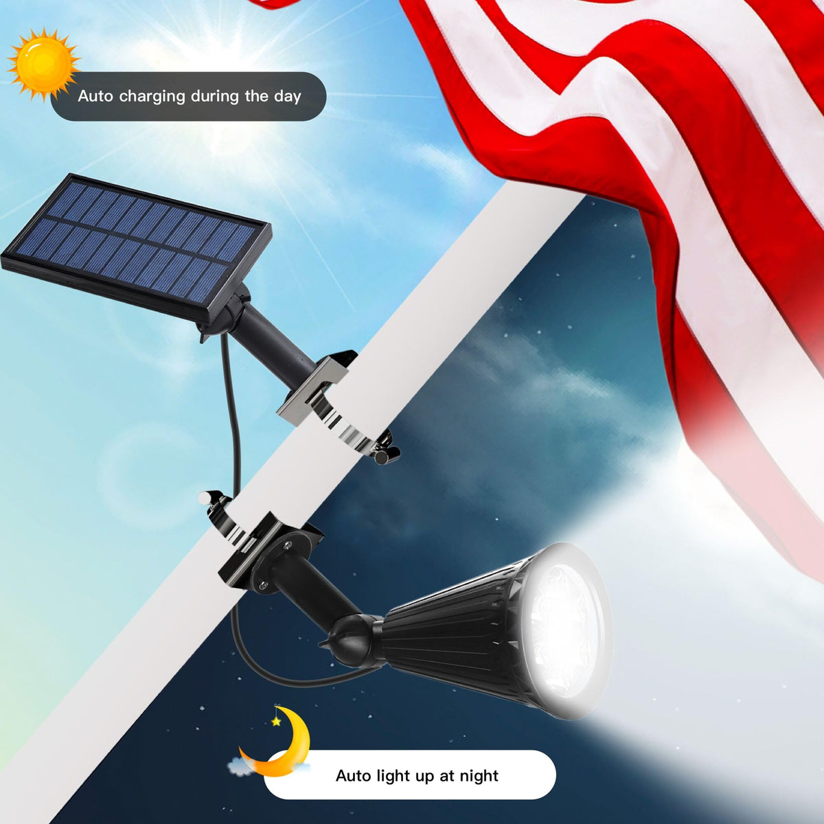 MEIHONG solar flag light upward beam ideal for evening displays