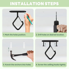 MEILIDY 4-pack ceiling hooks ready to install