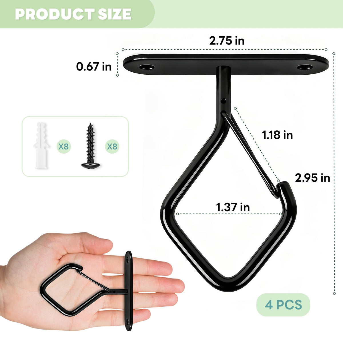 MEILIDY ceiling hook installation with included anchors and screws