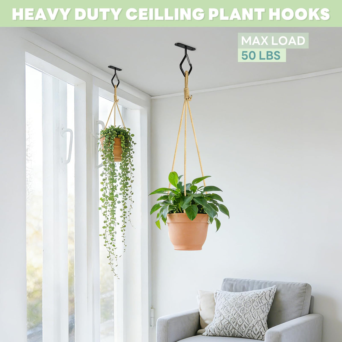 MEILIDY ceiling hook matte black finish blends with decor