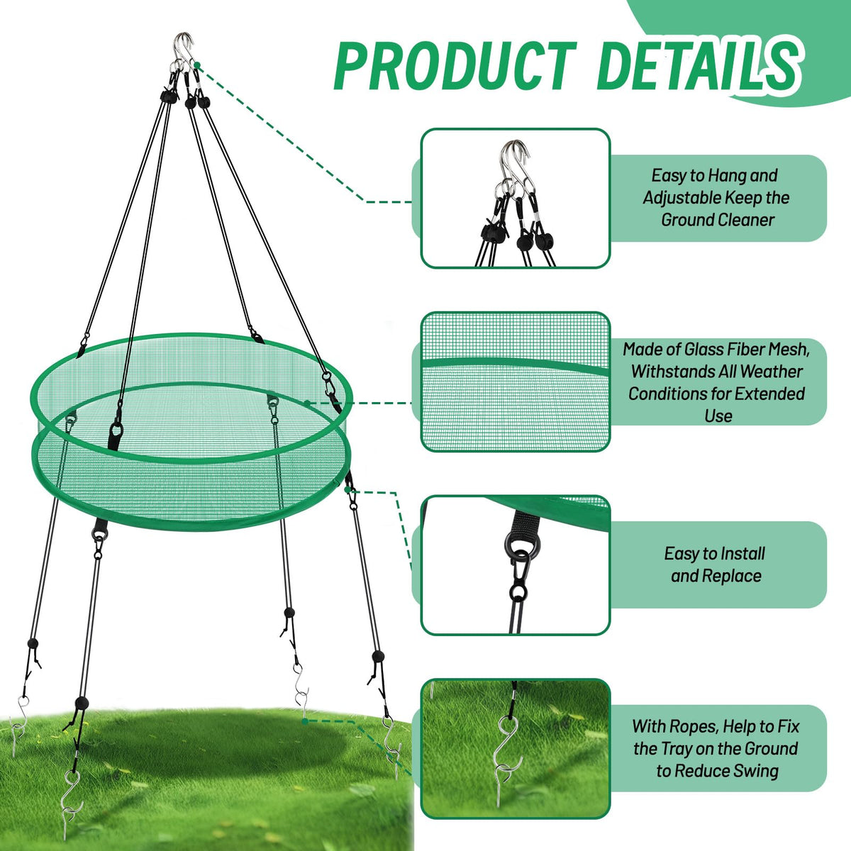 Meimaao ground stakes set anchors multiple feeding spots securely.