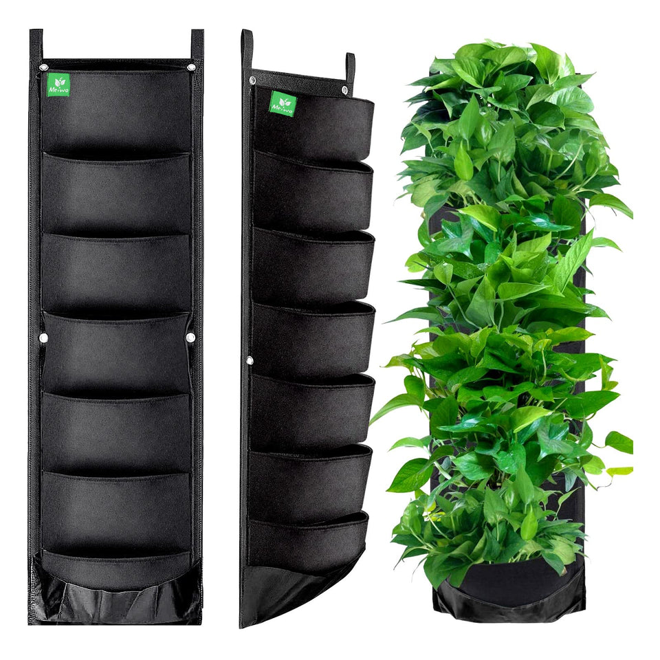 MEIWO 2-pack hanging planter with deep pockets for outdoor flowers.