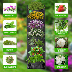 MEIWO 7-pocket vertical wall planter creates space-saving balcony garden.